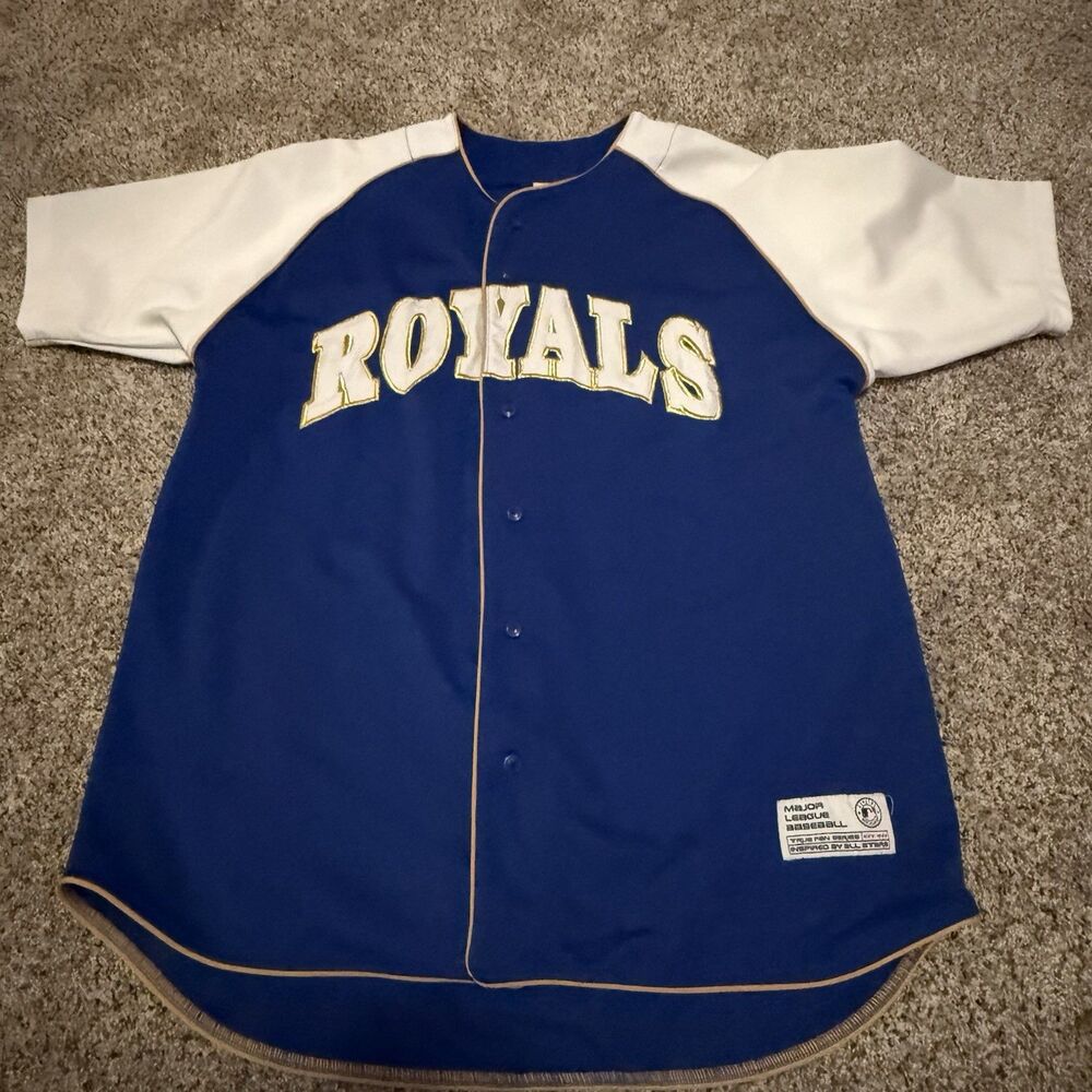 Kansas City Royals True Fan Baseball Jersey Blue Men's Size XL MLB VINTAGE LOOK